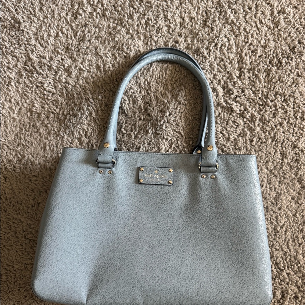 Kate Spade Light Blue Leather Tote Bag